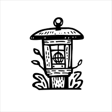 Black And White Doodle Of A Garden Lantern