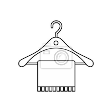 Hanger And Towel Icon In Outline Style