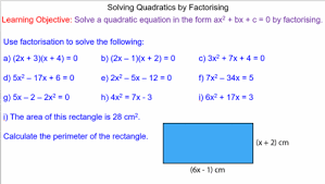 Quadratic And Linear Simultaneous Equations