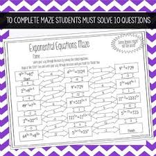 Exponential Equations Worksheet Maze