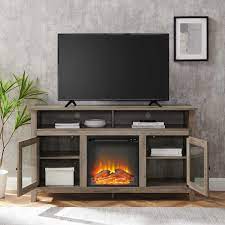 Modern Farmhouse Tall Fireplace Tv Stand White Oak 400 58 In Grey Wash