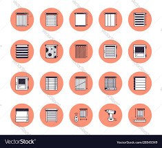 Window Blinds Shades Line Icons Various