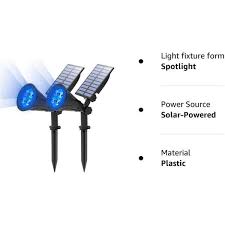 Cubilan Blue Solar Spot Lights Outdoor For Tree Patio Yard Driveway Pool Area Blue 2 Pack
