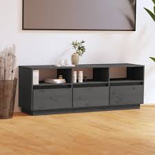Tv Cabinet Grey 140x37x50 Cm Solid Wood