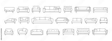 Sofa Isolated Line Set Icon Vector