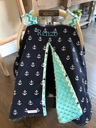 Baby Car Seat Cover Navy Anchor