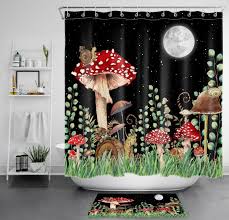 Red Mushroom Botanical Funny Frog On