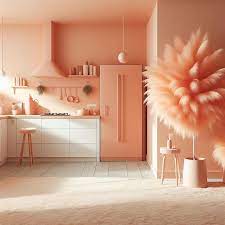 Peach Fuzz Room Modern Minimal Kitchen