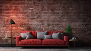 Red Brick Textured Wall Single Sofa