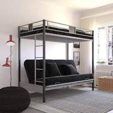 Sunrise Silver Metal Twin Over Futon Bunk Bed