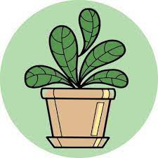 Round Icon Emblem Indoor Plant In A