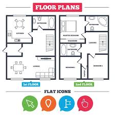 House Floor Plan And Icons Set Stock