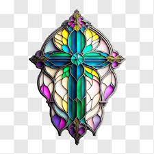 Colorful Stained Glass Cross Png