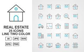 Real Estate Line Two Color Icon Set