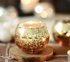 Golden Glass 5inch Mercury Round Candle