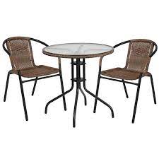 Glass Round Outdoor Bistro Set