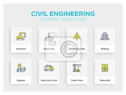 Civil Engineering Icon Design Posters