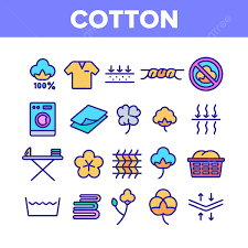 Cotton Fabric Color Elements Icons Set