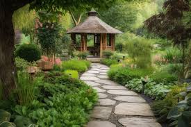 Garden Path Lined With Stepping Stones