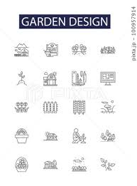 Garden Design Line Vector Icons And