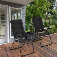 Gymax 2pcs Patio Folding Chairs Back