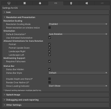 Unity Manual Ios Player Settings