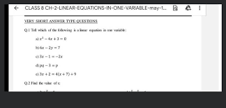 Class 8 Ch 2 Linear Equations In One