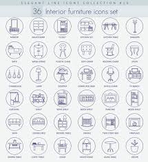 Vector Furniture Flat Line Icon Set
