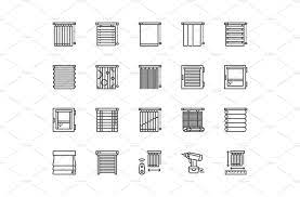 Window Blinds Line Icons Blinds For