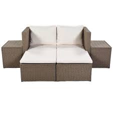 Brown Wicker Outdoor Sectional Sofa Set