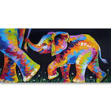 Colorful Elephant Canvas Painting Art