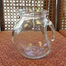 Vintage Clear Glass Flat Round Fishbowl