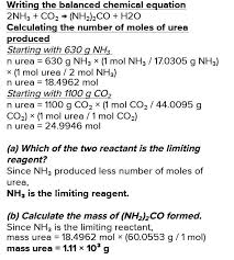 Urea Nh2 2co Is Prepared By Reacting