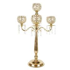 Gold Crystal Bead Candelabra Candlestick Candle Holder Centerpiece 27in 27 H X 13 W X 13 Dp