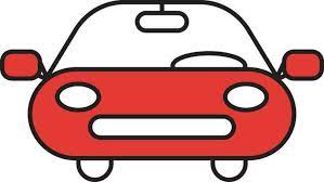 Car Icon In White And Red Color