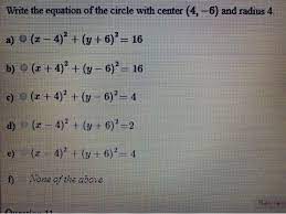 Solved Write The Equation Of The Circle
