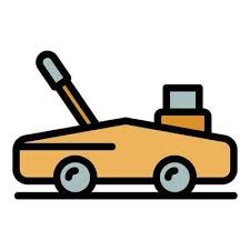 Wheels Jack Lift Icon Color Outline