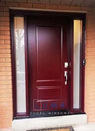 Burgundy Steel Door With Sidelites