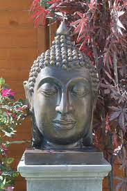 Stone Buddha Head And Plinth Garden