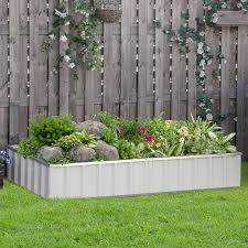 Outsunny 69 In X 36 In White Metal Raised Garden Bed Diy Large Steel Planter Box