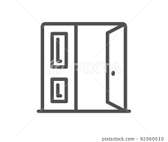 Open Door Line Icon Entrance Doorway