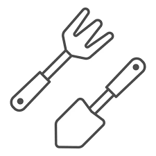Fork Shovel Rake Line And Solid Icon