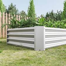 70 87 In X 35 83 In X 11 81 In Silver Raised Garden Bed Metal Rectangle Planter Beds For Plants Vegetables Flowers