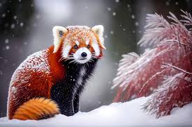 Red Panda In The Snow Generative Ai