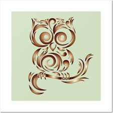 Owl Gold Tribal Decoration Posters