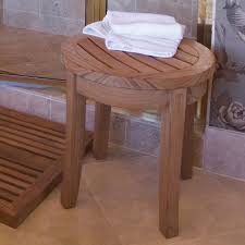Round Teak Shower Stool Seneca Spa Stool