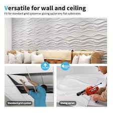 Art3dwallpanels 19 7 In X 19 7 In White Pvc 3d Wall Panel For Interior Wall Decor Wavy Textured Tile 32 Sq Ft Box A10hd531