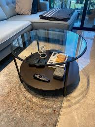 Round Glass Top Coffee Table Metal