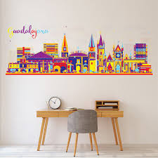 Colourful Skyline Wall Decal Sticker