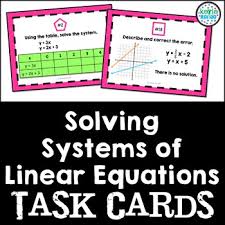 Solving Systems Of Equations Task Cards